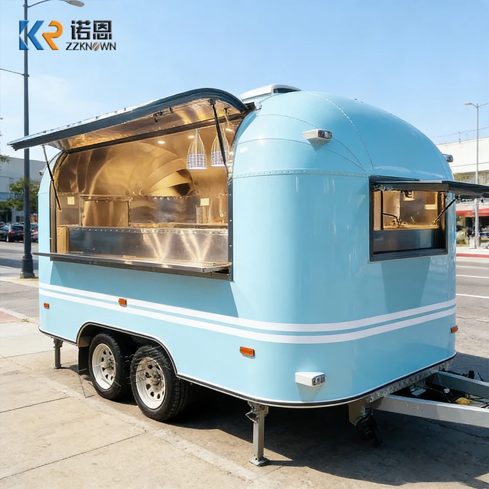 Multifunctional Street Food Vending Trailer with Stainless Steel Kitchen for Coffee Ice Cream Snack Mobile Cart