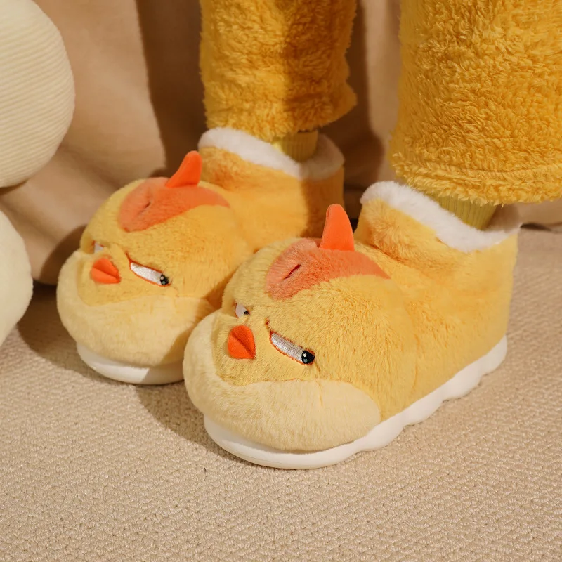

New funny fighting rooster boot slippers women's winter high top home shoes ladies home ankle boots woman fuzzy furry slippers