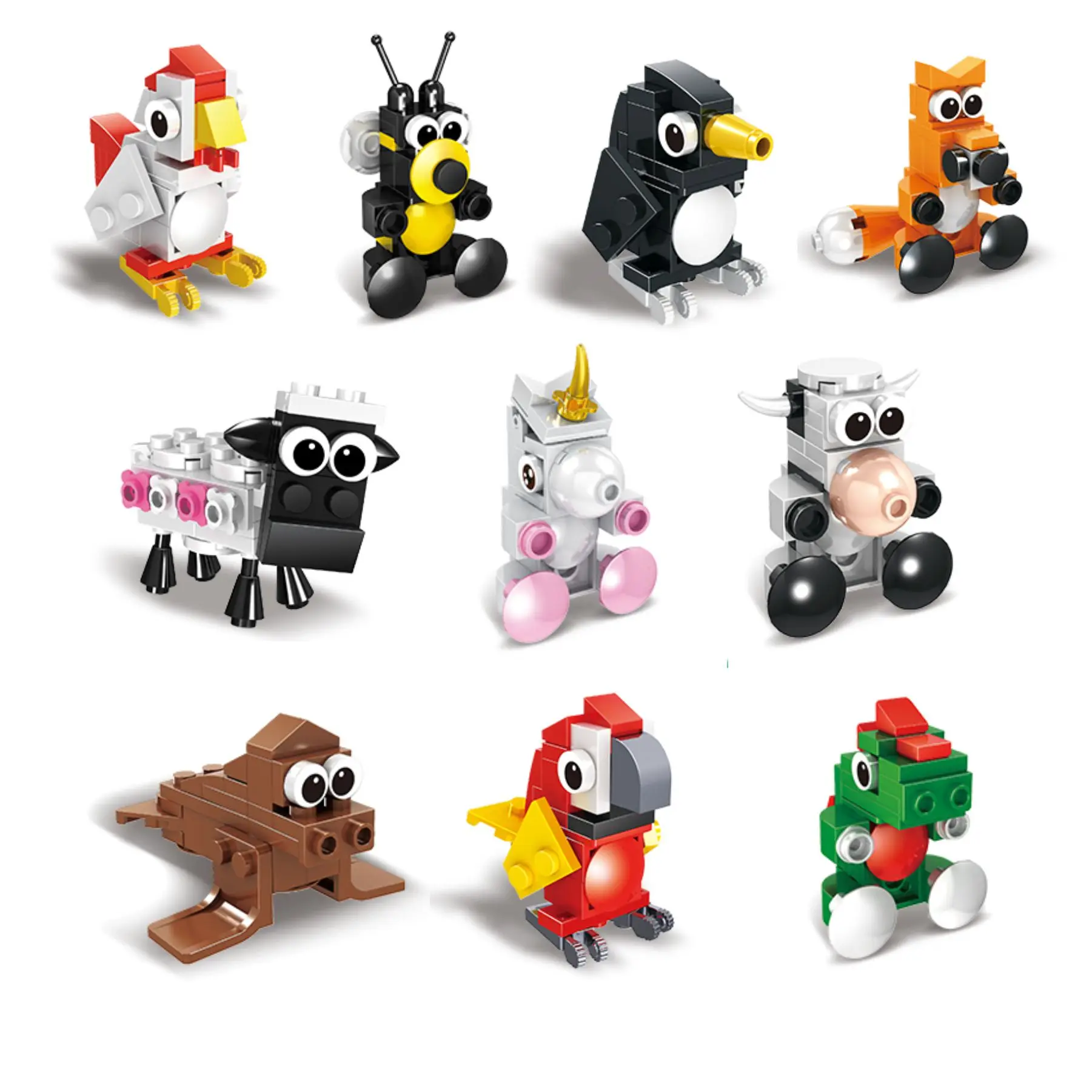 10Pcs Animal Small Particle Assembly Building Block Puzzle Education Toys Tabletop Ornaments Boys Girl Block Toys Gift