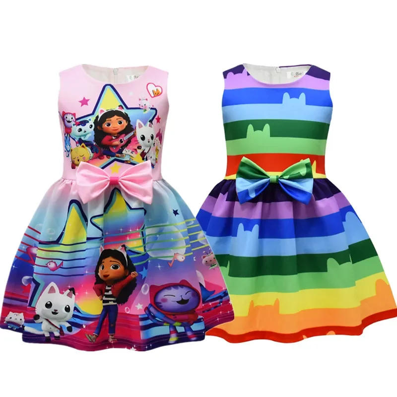 Gabby's Dollhouse Baby Girls Giselle Cosplay Princess Dress Summer Clothes Kids Birthday Christmas Party Costume Bow Sundress