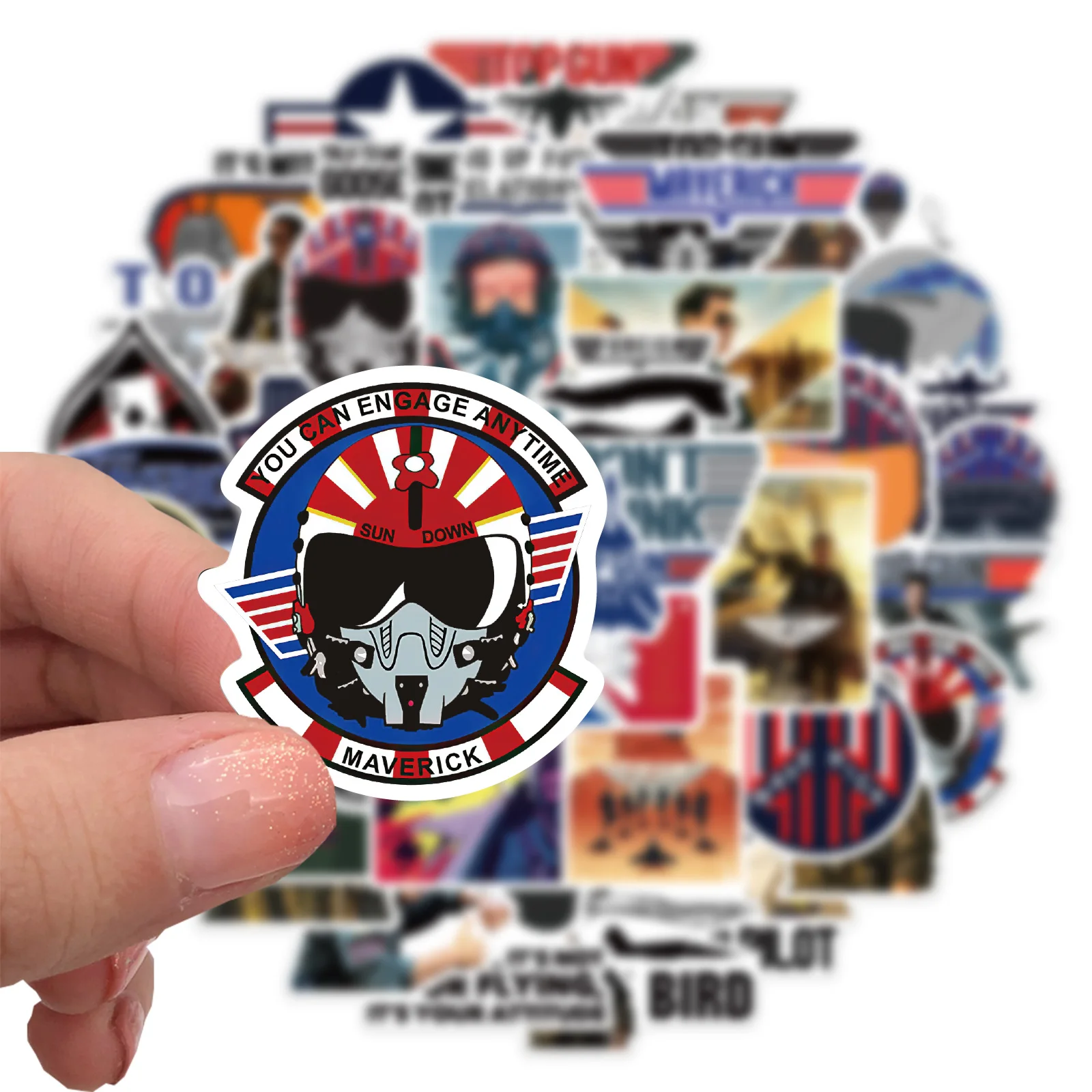 50PCS Top Gun Maverick Tom Cruise Stickers Catoon Waterproof Graffiti Vinyl Decals Laptop Toy Kid Gifts