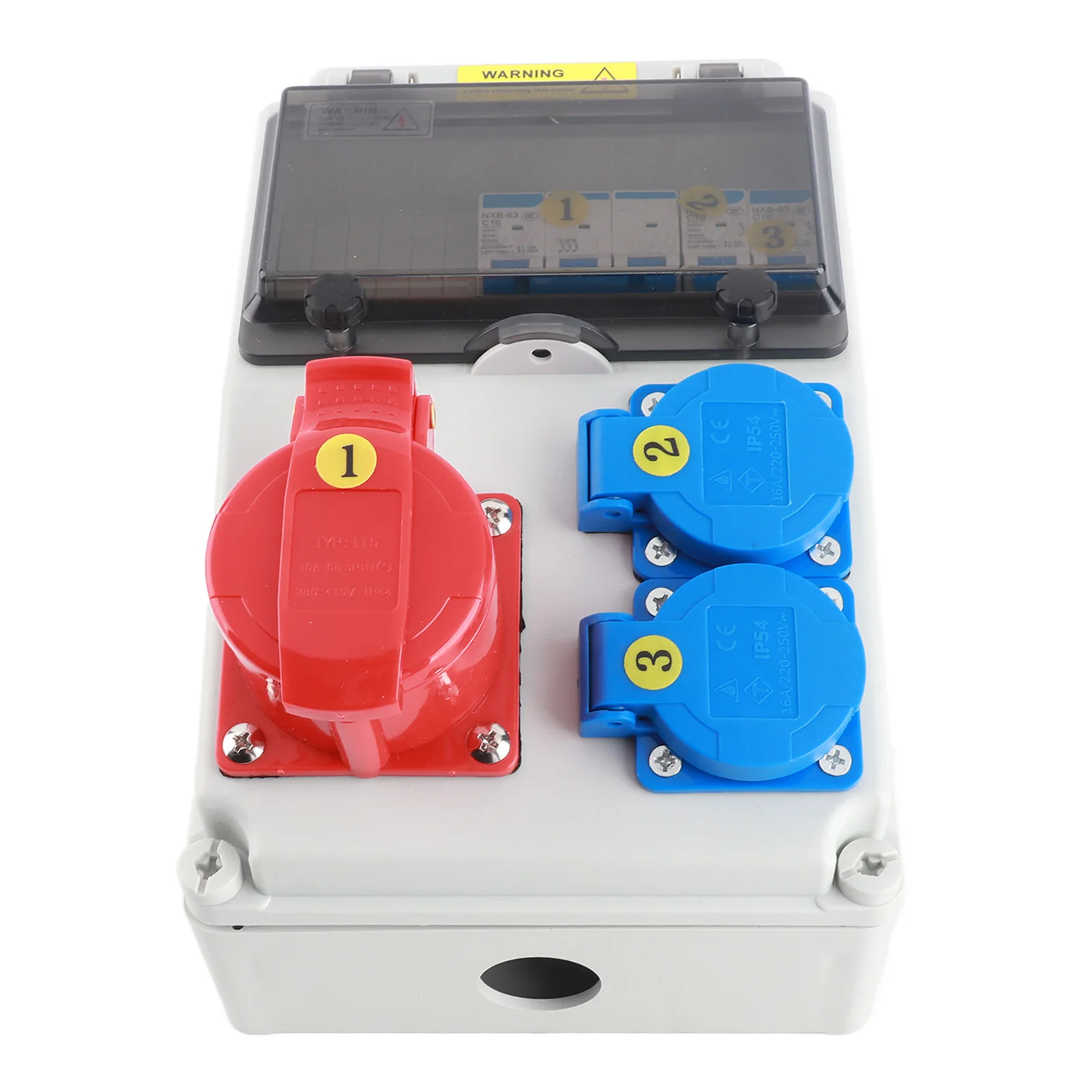 Power Outlet Box European Style Industrial Water Proof Socket Box 2PCS 2 Core 220‑250V16A 5 Core 380‑415V16A C16 Circuit Breaker