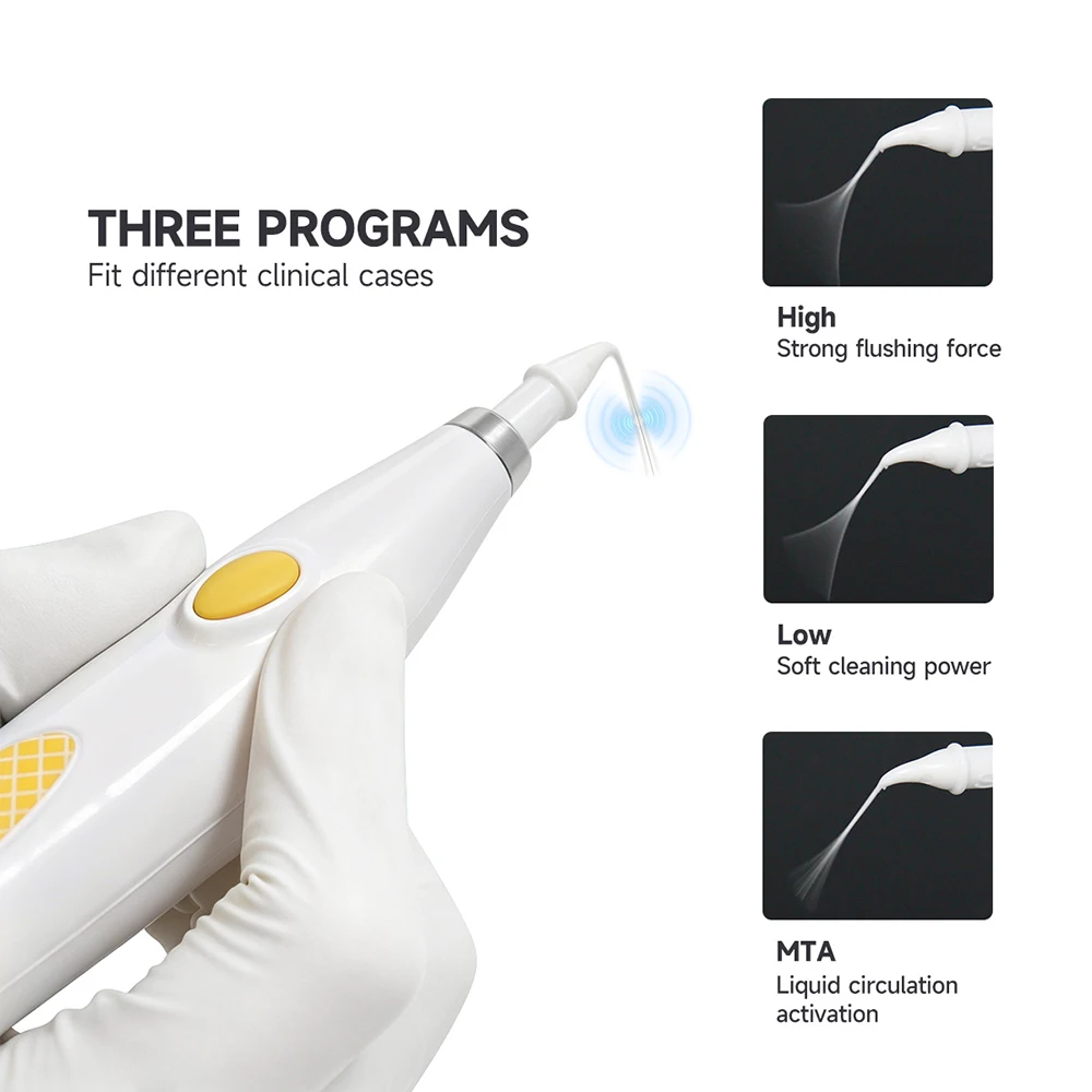 Dental Root Canal Cleaning Machine Dental Ultrasonic Wireless Cleaning Root Canal Cleaner with Timing Battery Display 60 Tips