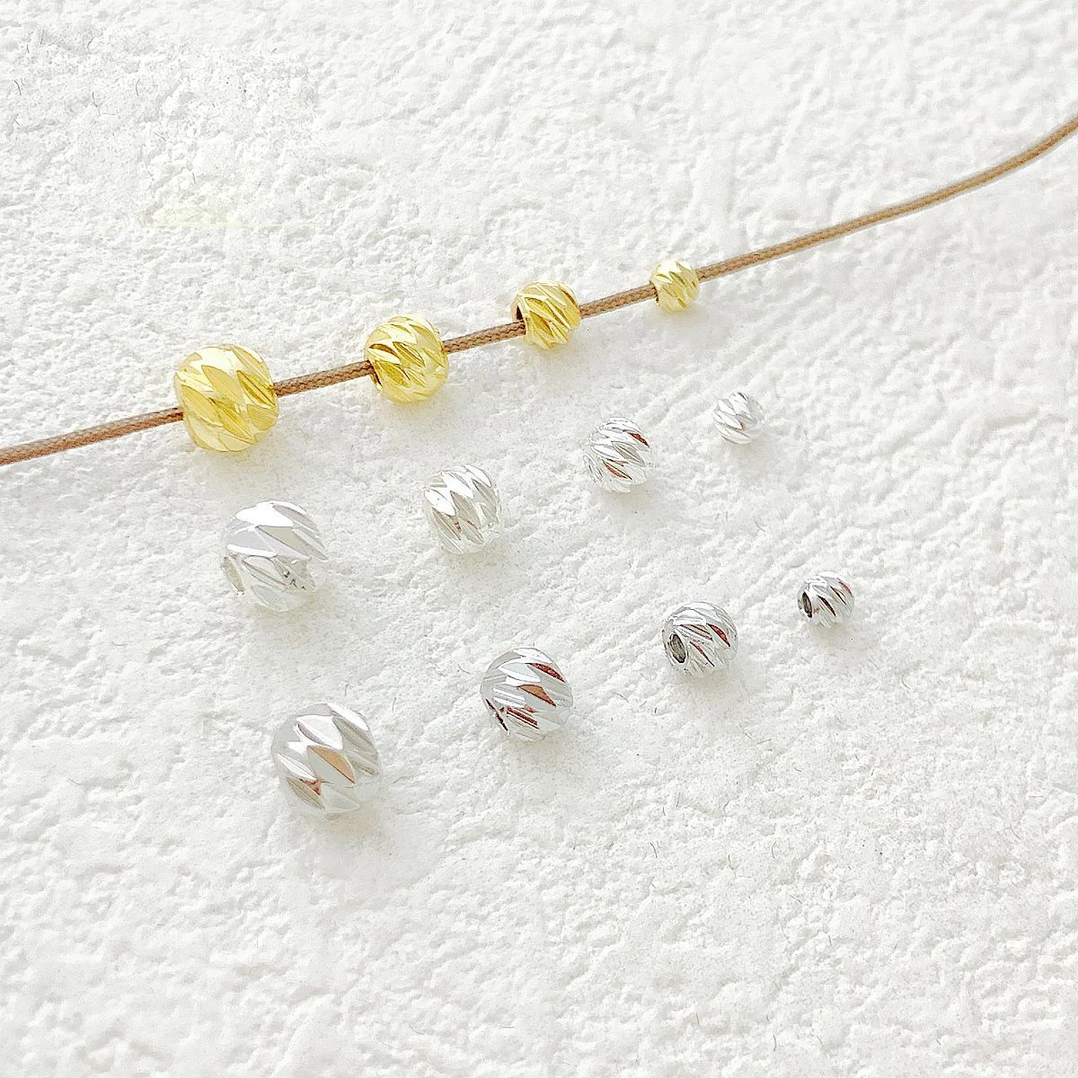 10 pz 18 K oro croce-taglio perline rotonde perline separate perline sfuse fai da te braccialetto fatto a mano collana di perline gioielli materiale accessor