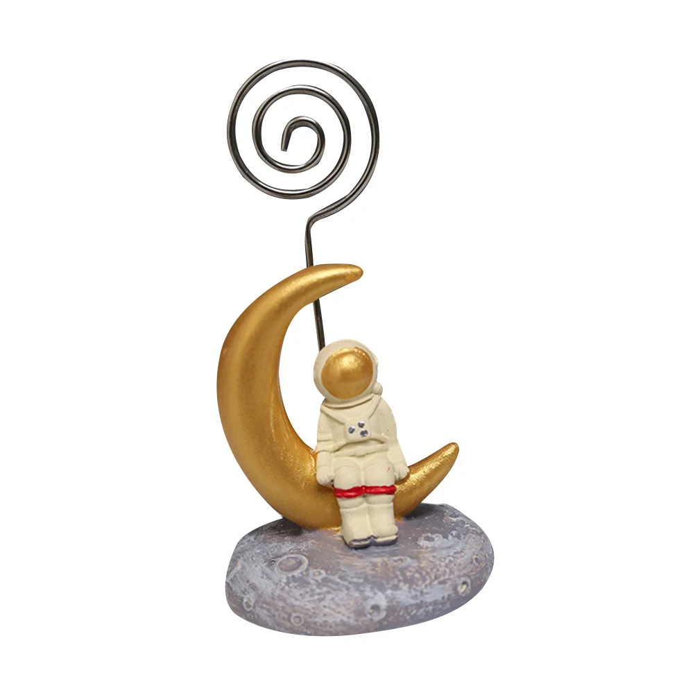 بطاقة اسم رائد الفضاء الذهبي المعادن مذكرة كليب صور حامل قصاصة للملاحظات صور عرض سطح المكتب حامل إمدادات المكتب الإبداعي #6