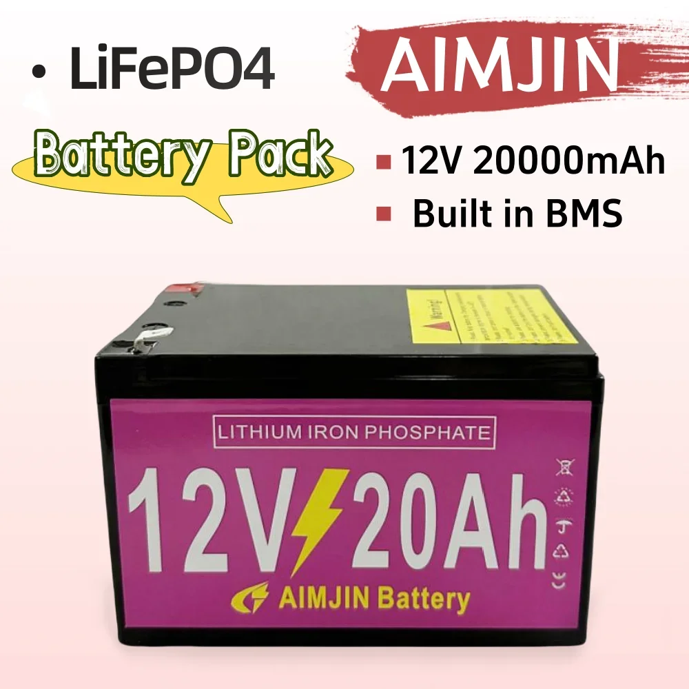 

12V Battery 20Ah LiFePo4 Battery Lithium Iron Phosphate 12V LiFePo4 Rechargeable Battery for Kid Scooters Boat Motor