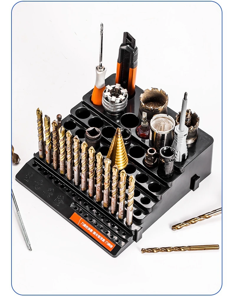 85/100 Hole Drill Bit Storage Box Screwdriver Drill Bit Holder Storage Box Rotating Tray Drill Bits Storage Bin Hardware Bracket