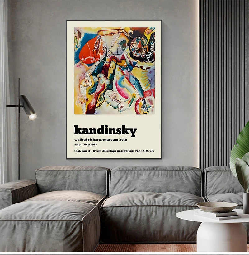 French Wassily Kandinsky Art Canvas Print Abstract Painting Mid Century Modern Wall Art Picture Museum Exhibition Poster Decor