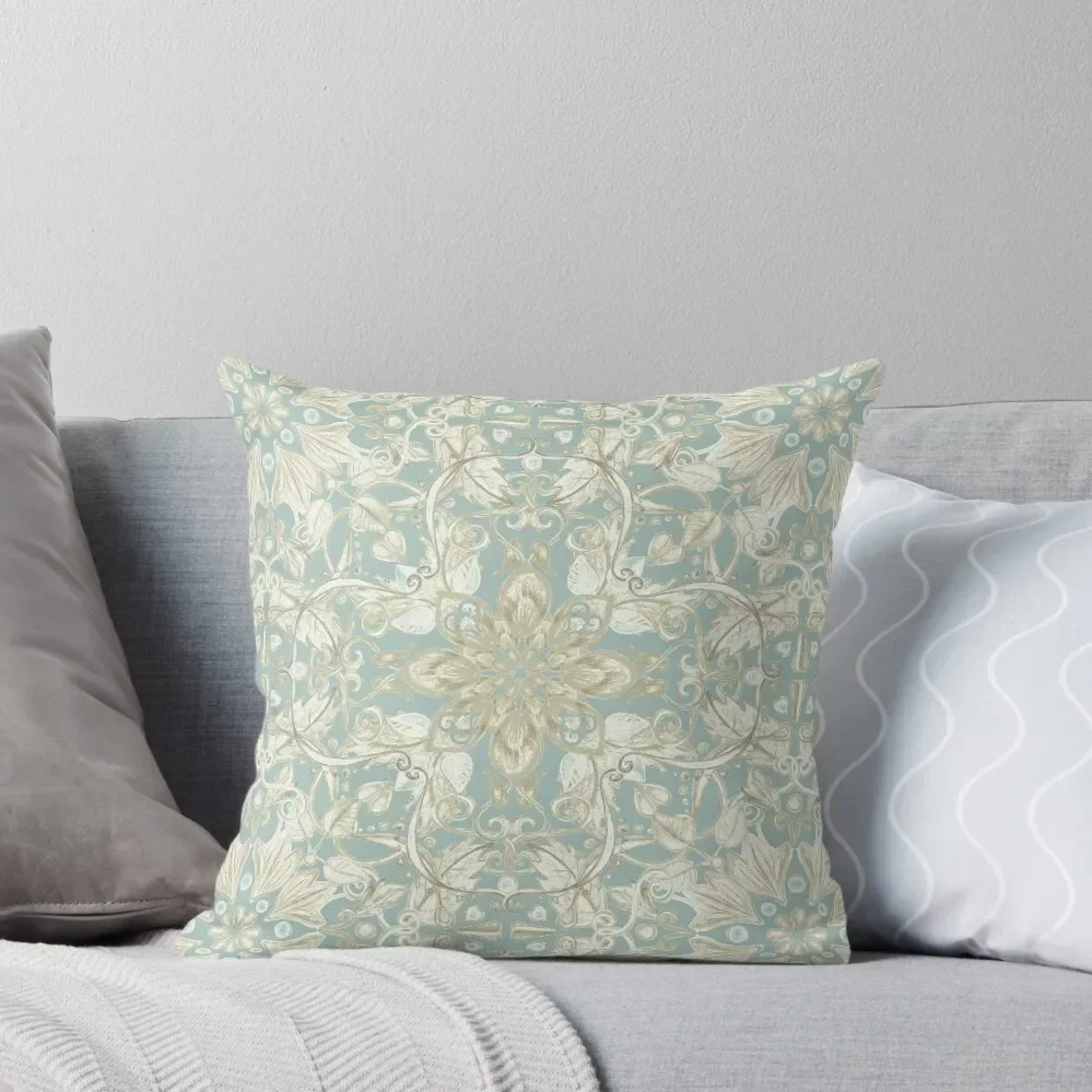 Soft Sage & Cream hand drawn floral pattern Throw Pillow Plaid Sofa christmas pillow case Pillow