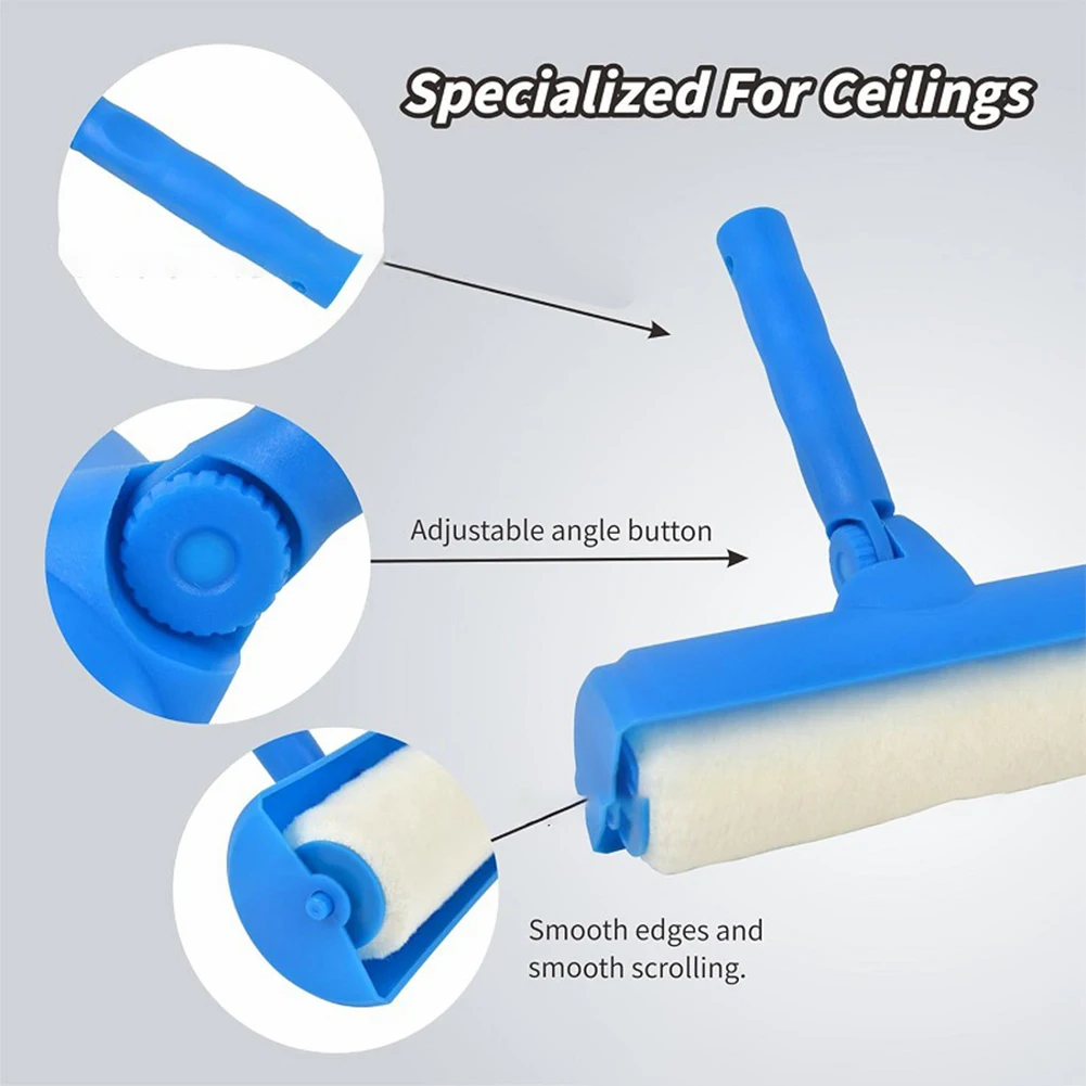 Adjustable 10-Inch Roller Brush Reusable Home Ceiling Paint Roller Splash-Proof Ceiling Paint Tool For Easy PVC Tool Parts