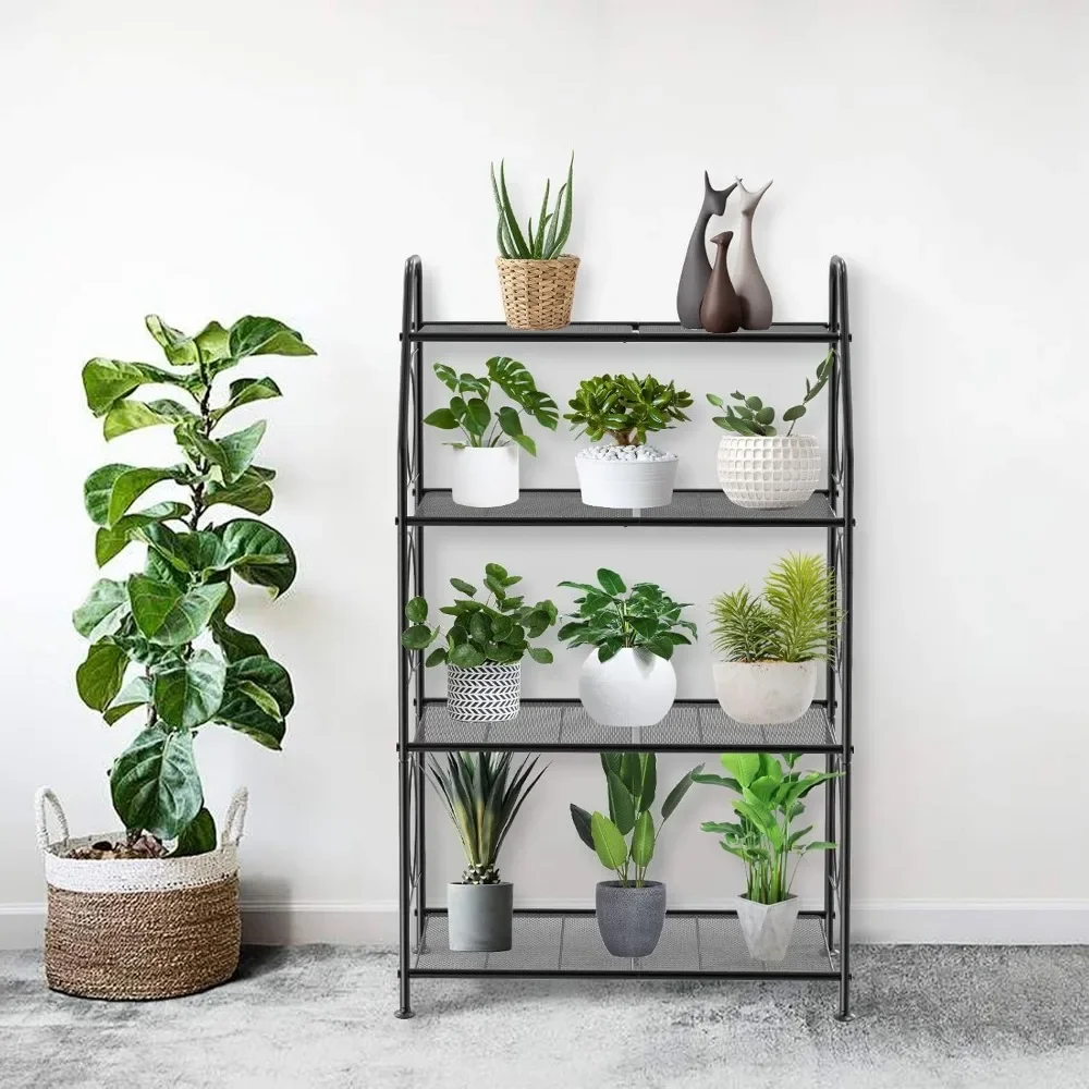 

Plant Stand, 4 Tier Plant Shelf for Indoor Outdoor, Heavy Duty Metal Tall Plant Stands Holder Rack for Living Room Balcony and