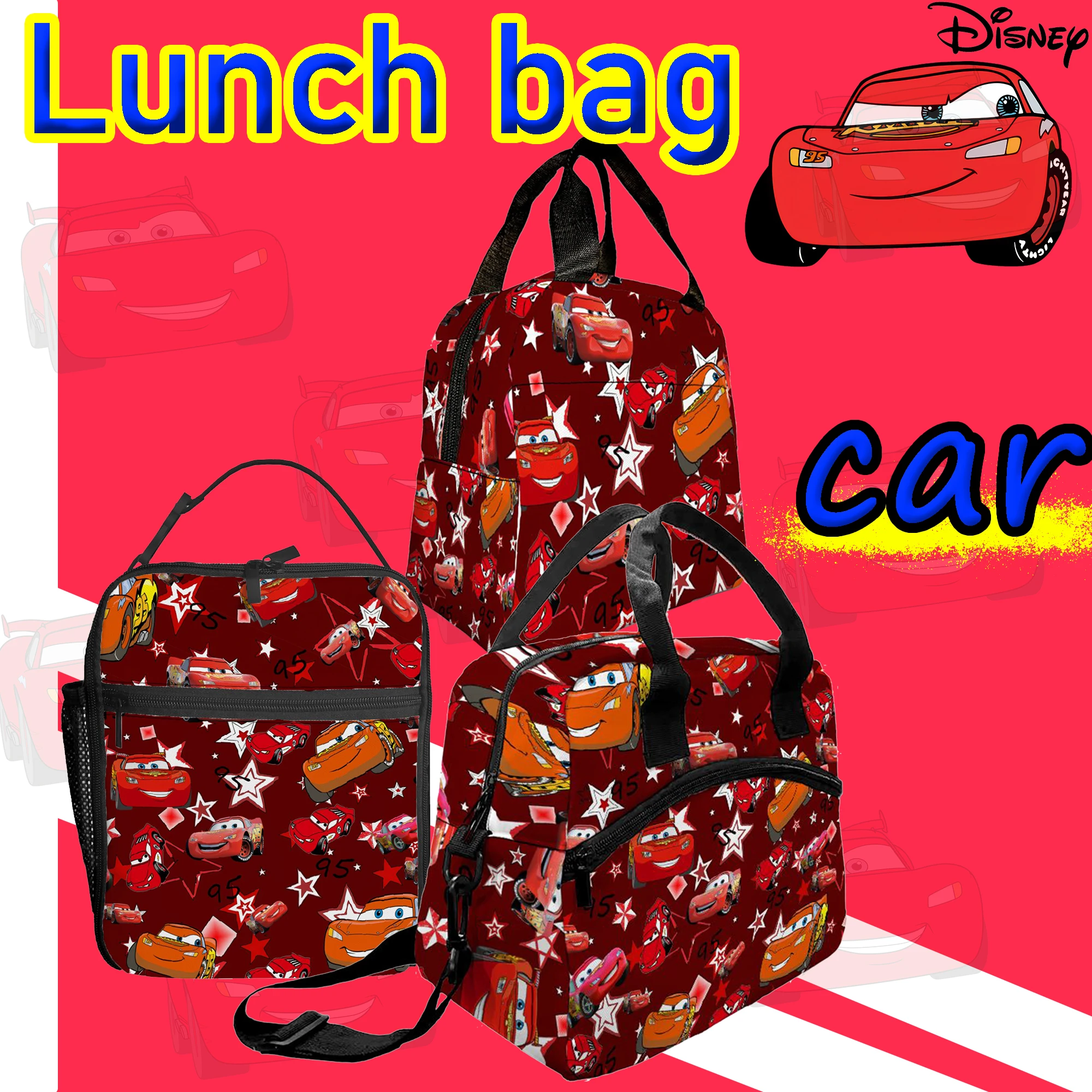 

1pc Disney Cars Lunch Bag Handbag High-Quality Cute Casual Party Picnic School Gift for Daily Use