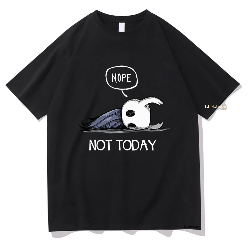 Men Women Hollow Knight Nope Not Today Graphic T Shirt Vintage Indie Game Print Short Sleeve O-neck Casual Cotton Streetwear Tee