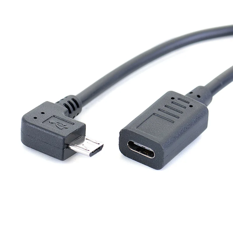 90 Degree Angle Type-C Female To Micro-B Micro male USB Charging Data otg charger convertor adapter cord CABLE 27cm