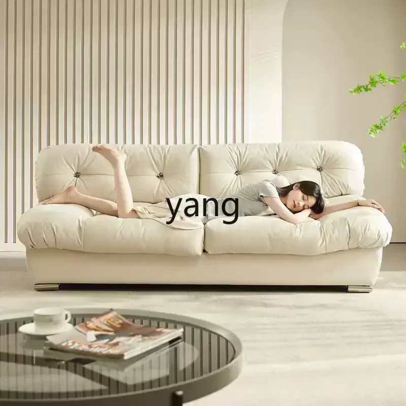 LMMtechnology cloth sofa straight row living room small apartment double triple cream fabric sofa