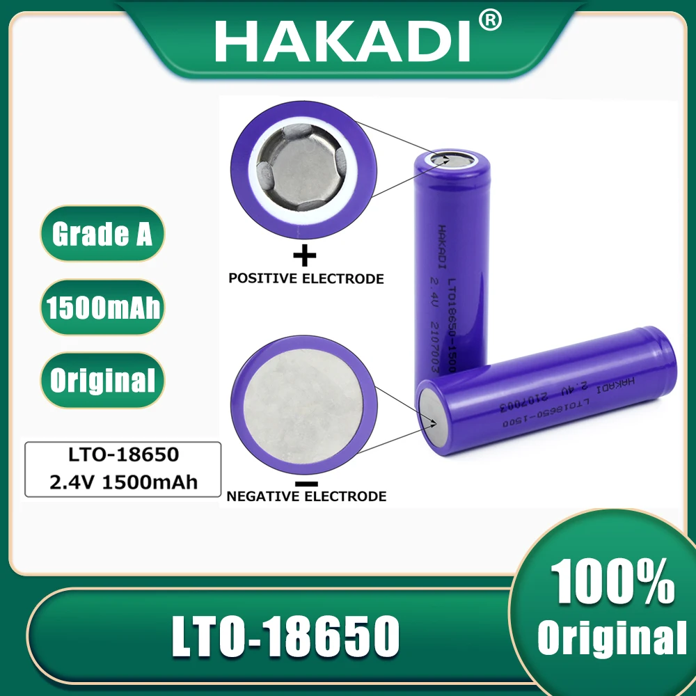 

HAKADI 2.4V 1500mAh LTO 18650 Lithium Titanate Battery Cell Rechargeable Fast Charge For DIY 12V 24V Battery Pack Toy Car