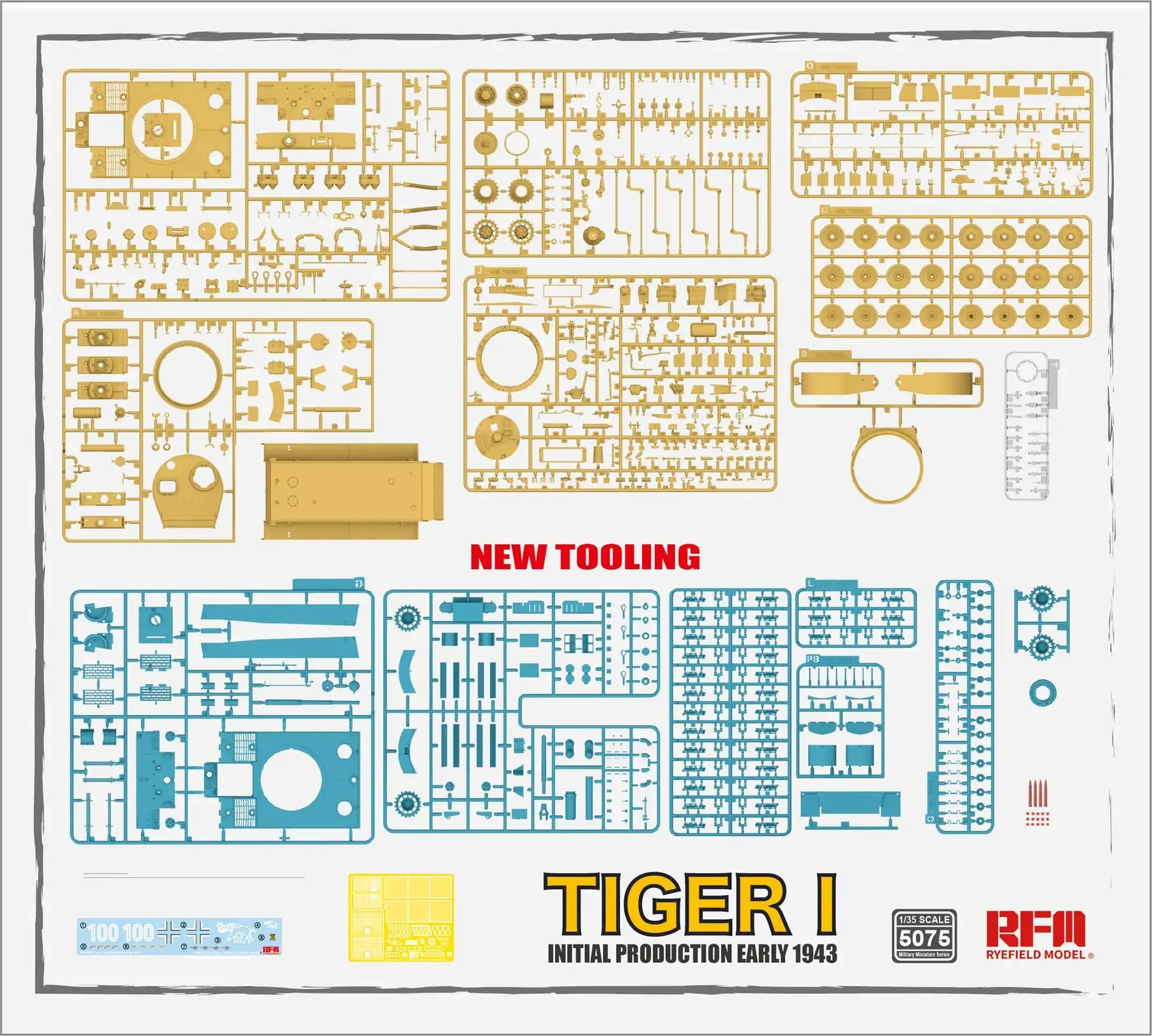 RYEFIELD MODEL RM-5075 1/35 Tiger I Initial Production Early 1943  Model Kit Assemble