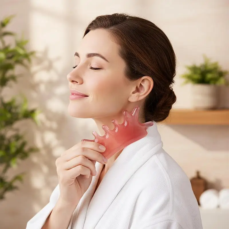 @*4 In 1 Head Massage Comb Resin Meridian Scalp Guasha Tool Portable Lightweight Massager for Travel Hair Care Relaxation
