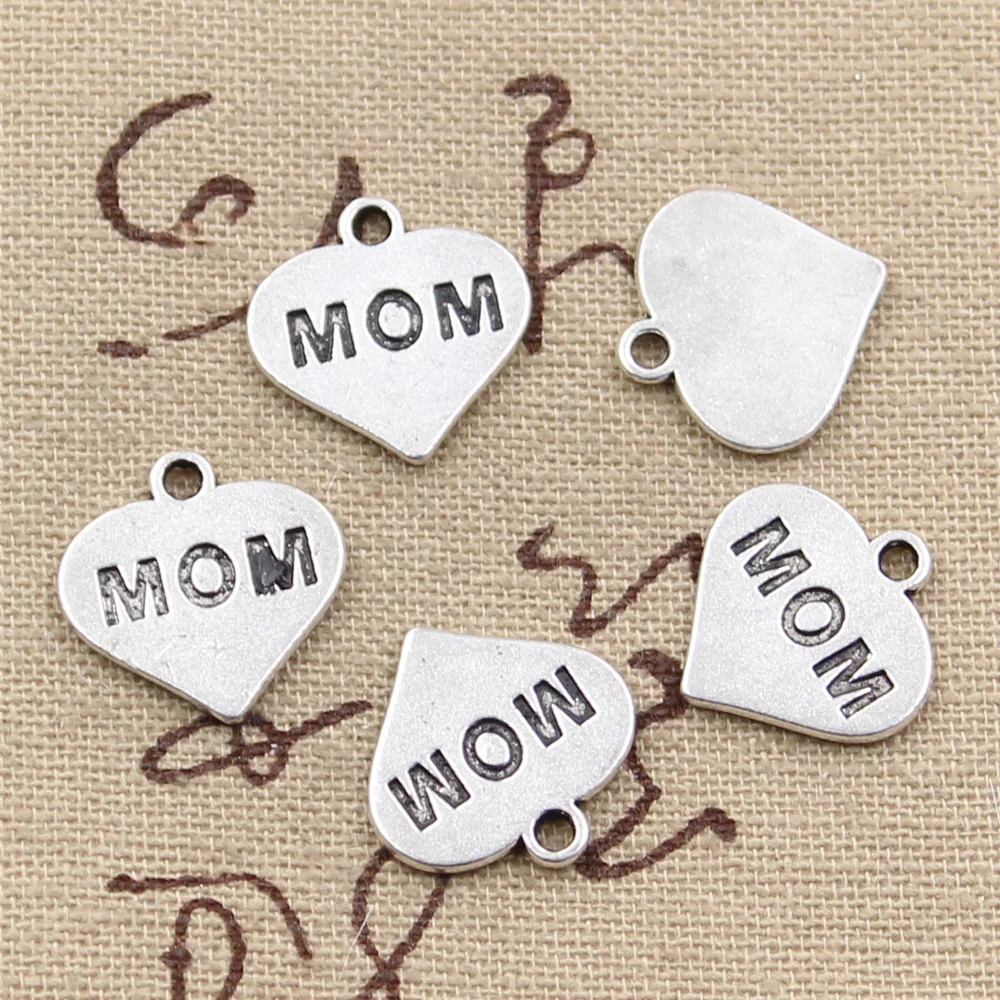 20 stücke Charms Herz Mutter 16x16mm antike silberne Farbe Anhänger DIY Handwerk machen Ergebnisse handgemachten tibetischen Schmuck