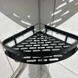 رف الحمام من سبائك الألومنيوم ، منظم تخزين المكياج ، رف الشامبو ، رف الدش ، لا مثقاب الجرف على الحائط ، اكسسوارات الحمام أعلى 8 أرفف مبيعات دون الالتصاق الجدار - No3