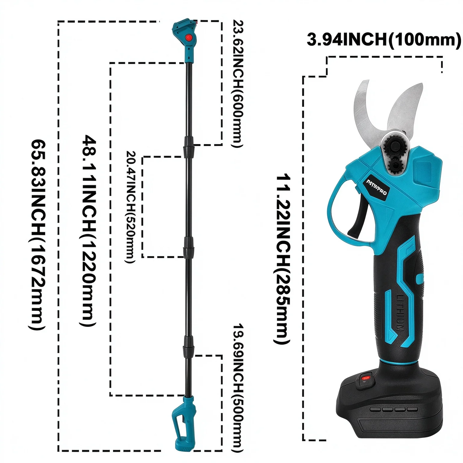 30MM Brushless Telescoping Pole Electric Pruning Shear Cordless High Branch Garden Power Tool For Makita 18V Battery(No Battry)