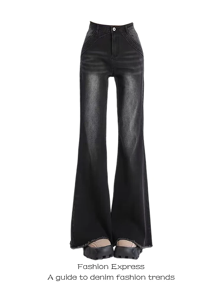 

Джинсы женские с высокой талией, свободные, прямые, из денима, с легким расклешением, осенне-зимние, новые, широкие брюки