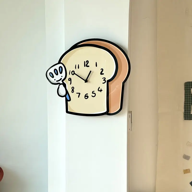 

New style Bread Man Creative Decorative Wall Clock a Silent Time keeping Ornament for Home Use Suitable for Bedroom and Kitchen