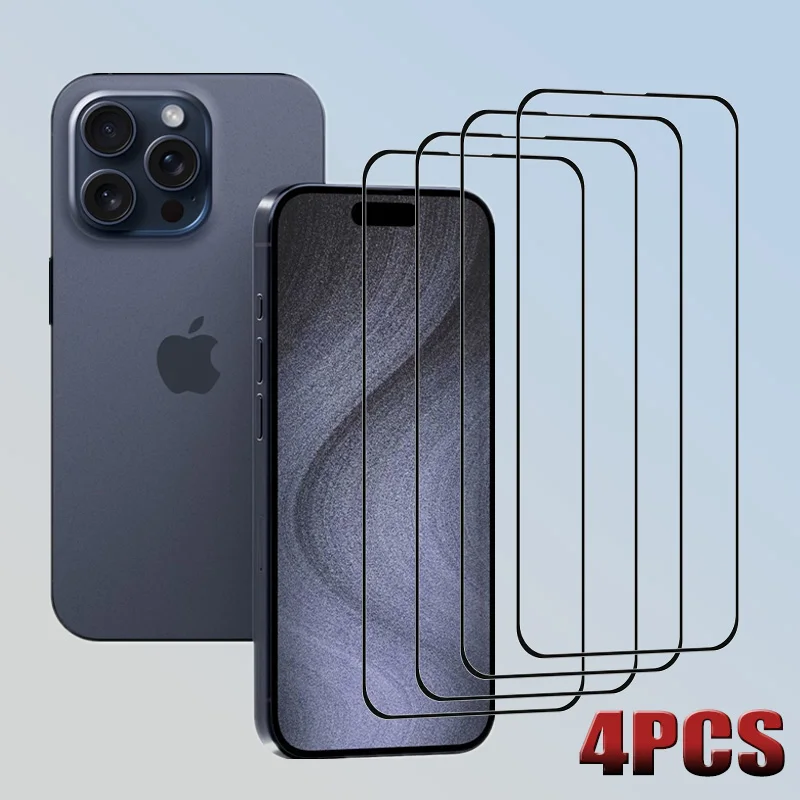 For iphone 15 Pro Max Screen Protector Anti-Scratch Upgrade 9H Tempered Glass 4PCS