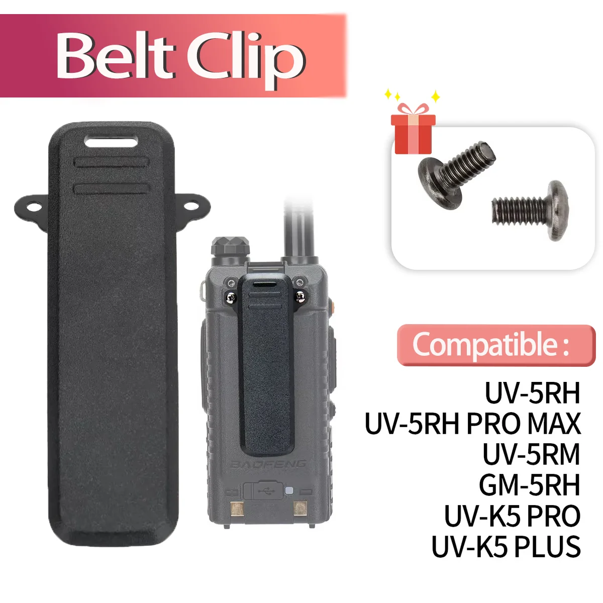 100% Original Baofeng UV-5RH Belt Clip Plastic Waist Clip For UV 5RH UV-5RM AR-5RM UV-K5 PRO UV-K5 PLUS