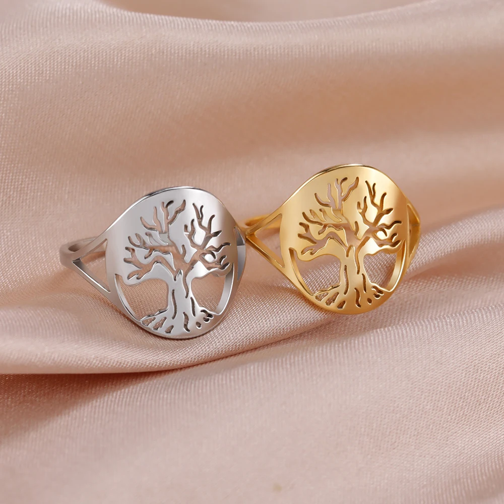 Dawapara Baum des Lebens Ring Hexerei Celtics Knoten Stammbaum Edelstahl Ring für Frauen Ehering Wicca Paar Schmuck – Detail 5