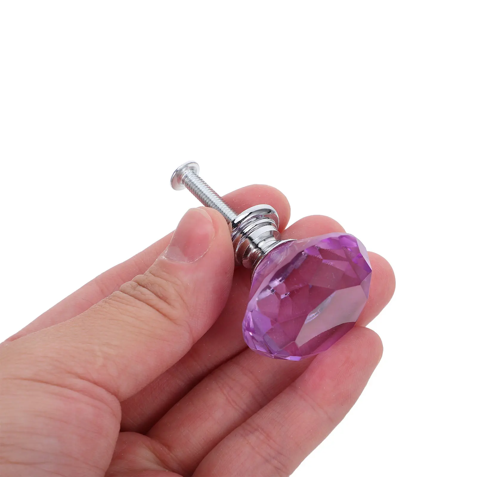 16Pcs Crystal Glass Cabinet Knobs Purple Faceted Handles for Dresser Wardrobe Kitchen Clear Decorative Pulls Glass Door Pull