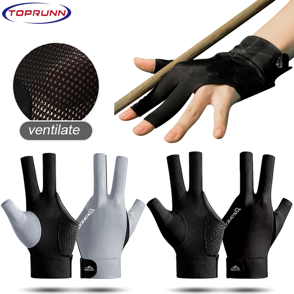 1PCS Spandex Snooker Billiard Left Hand Three Fingers Snooker Billiard Glove Elasticity Billiard Training Gloves Accessories