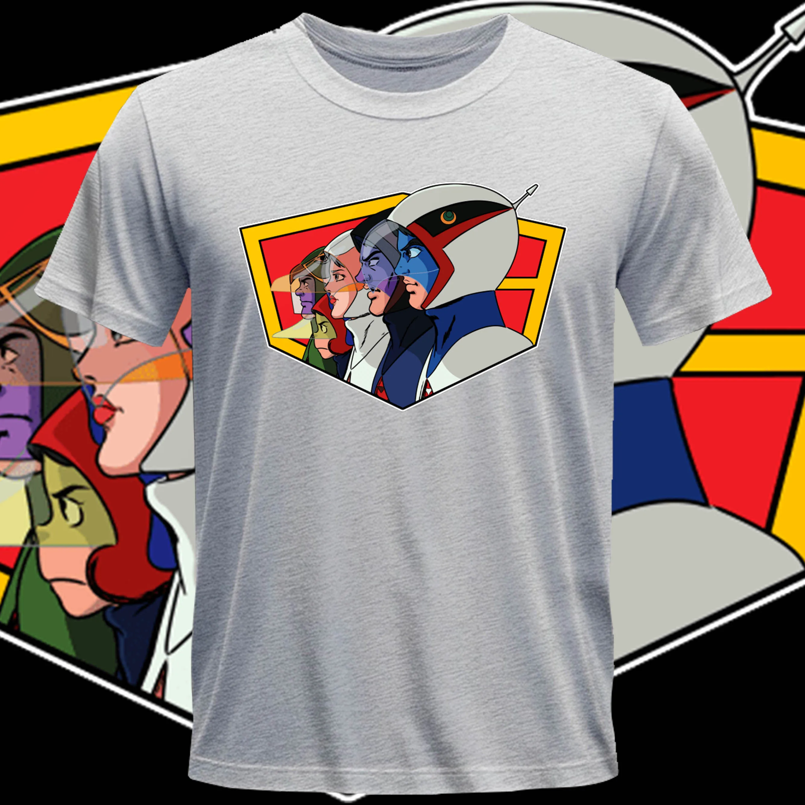 Summer Men's Planet Battle Gatchaman Printed Round Neck T-shirt Pure Cotton Retro Leisure Large Street Sports Short Sleeve