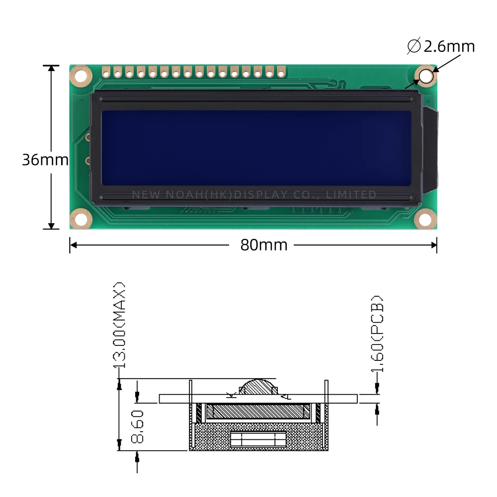 European Blue Film White Letters 1602B REV.C Side Backlight 16X2 Characters Industrial Grade Display Screen ST7066U COB Module