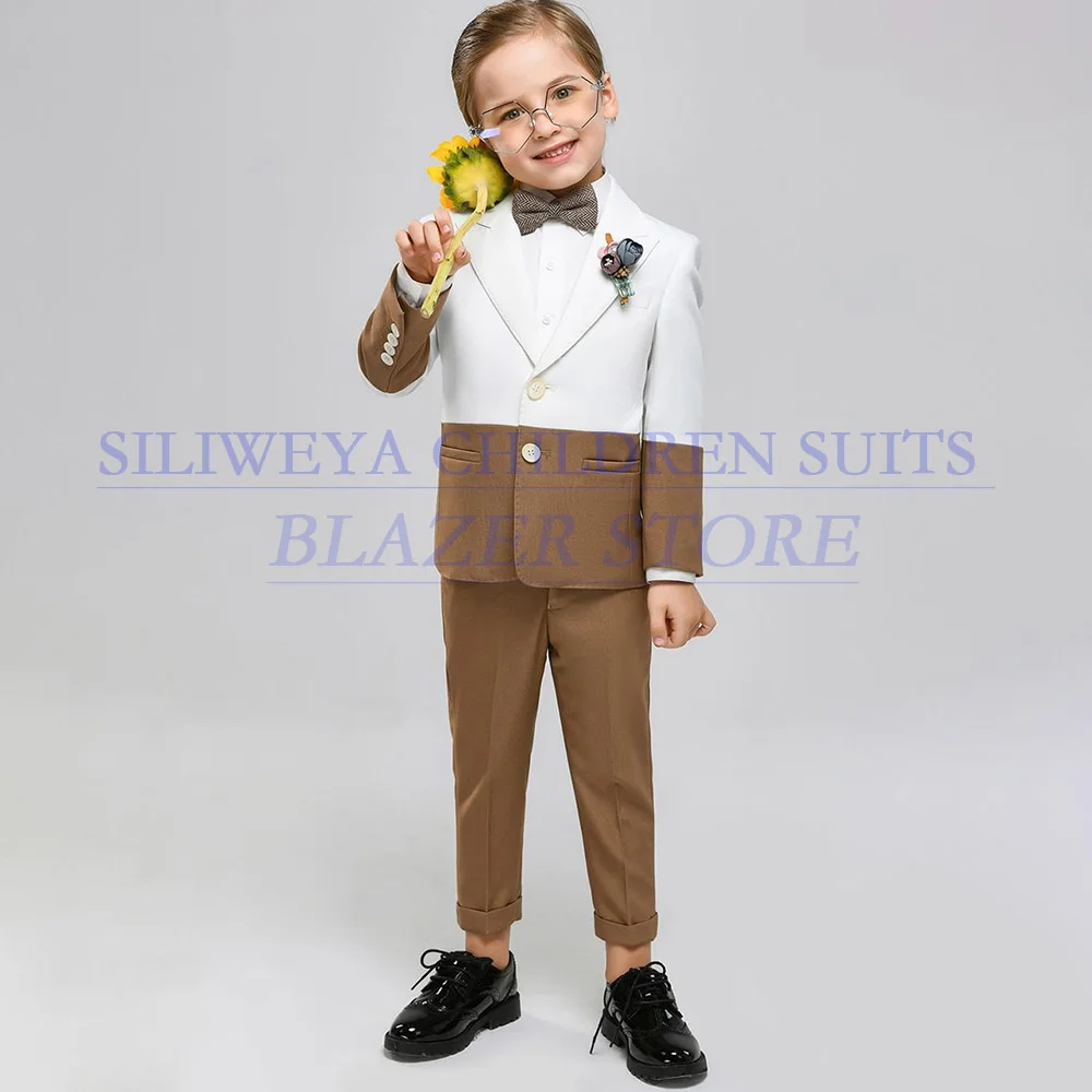 

Handsome Boy's Clothes Single Breasted Peak Lapel 2 Piece Jacket Pants Sets Luxury Customzied Wedding Children Clothing Suits