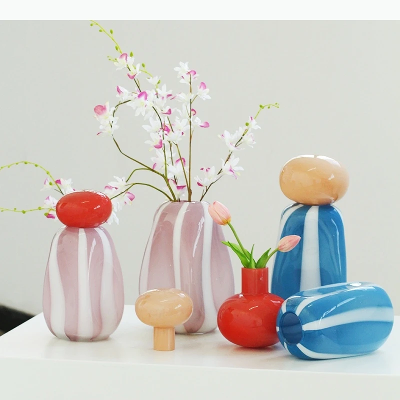 Glass Vase Band Fringe Irregularity Floral Arrangement Accessories Flower Vase Terrarium Home Decoration Accessories