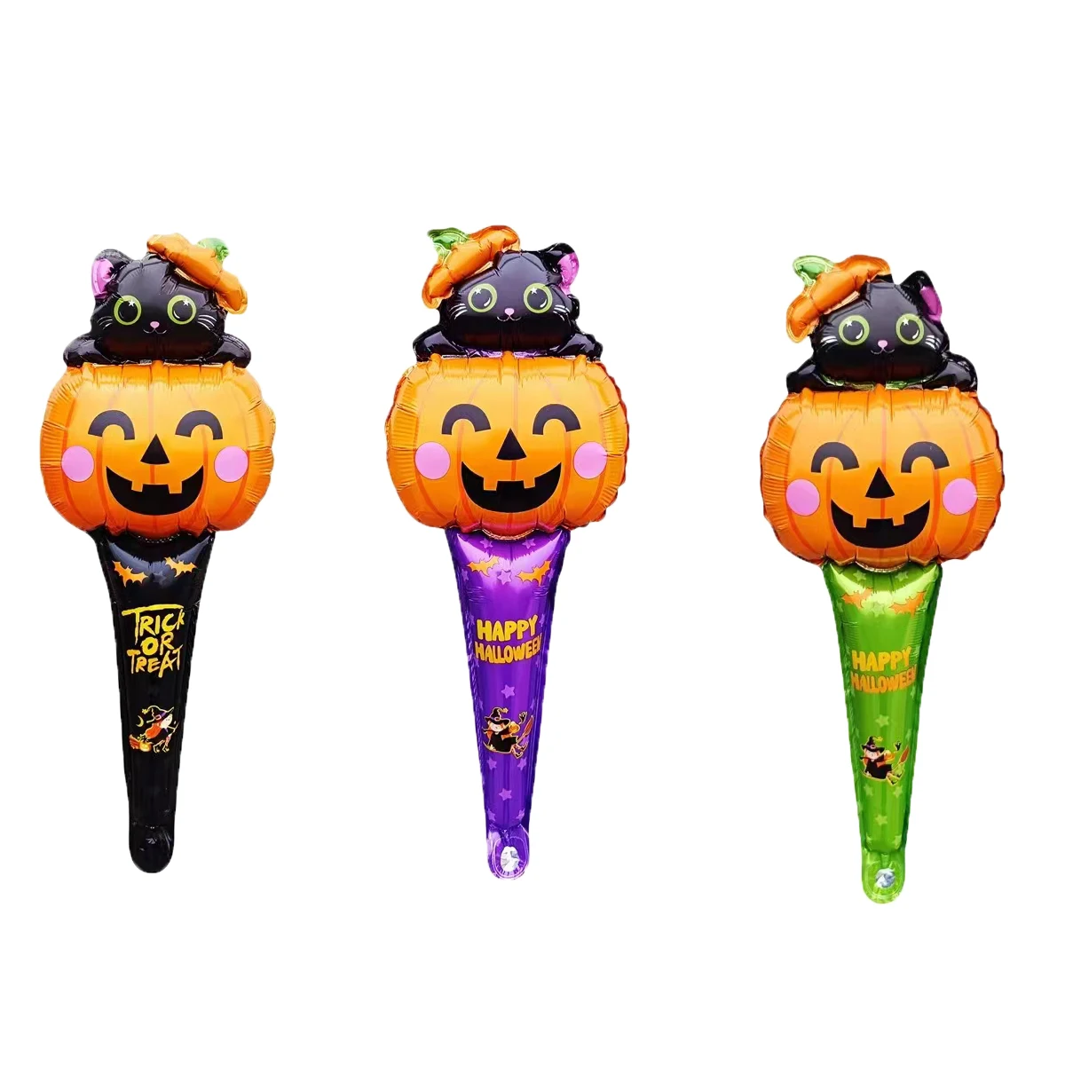 6pcs 25nch Halloween Stick Foil Balloons Set Pumpkin Cat Sticks Balloon Ghost Sticks Globos Halloween Party Decorations Supplies