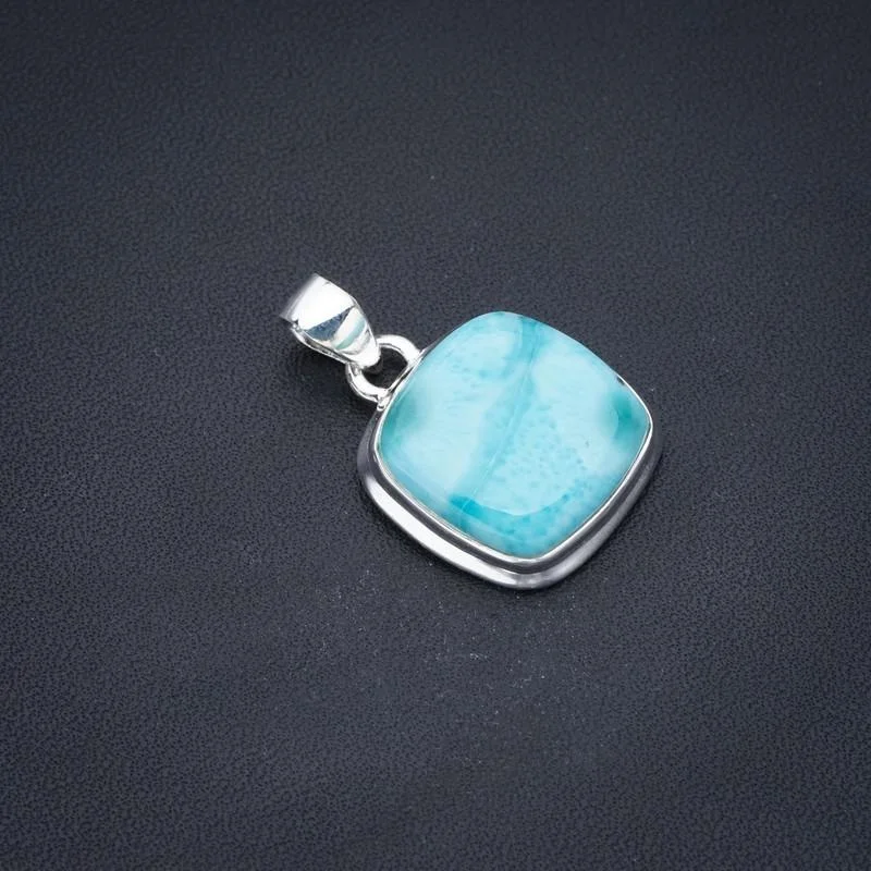 

StarGems Larimar ручной работы 925 пробы серебряный кулон 1 "F3451