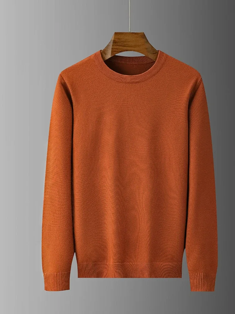Men Knitted Solid Casual Regular Sweaters Round Neck Full Sleeve Slim Pullovers Fit Tops  Knit Splice Simple Top Autumn Winter