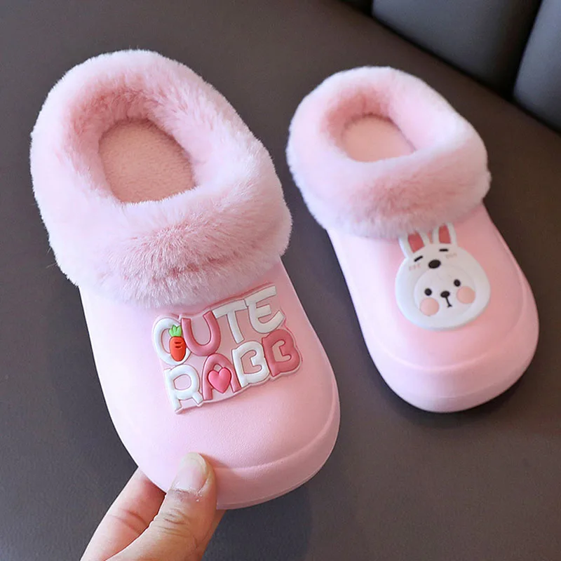 Girls Boys Hairy Slippers Children  Home Shoes Fur Plush Slippers for Kids Toddlers Winter Cotton Baby Slippers Infantil