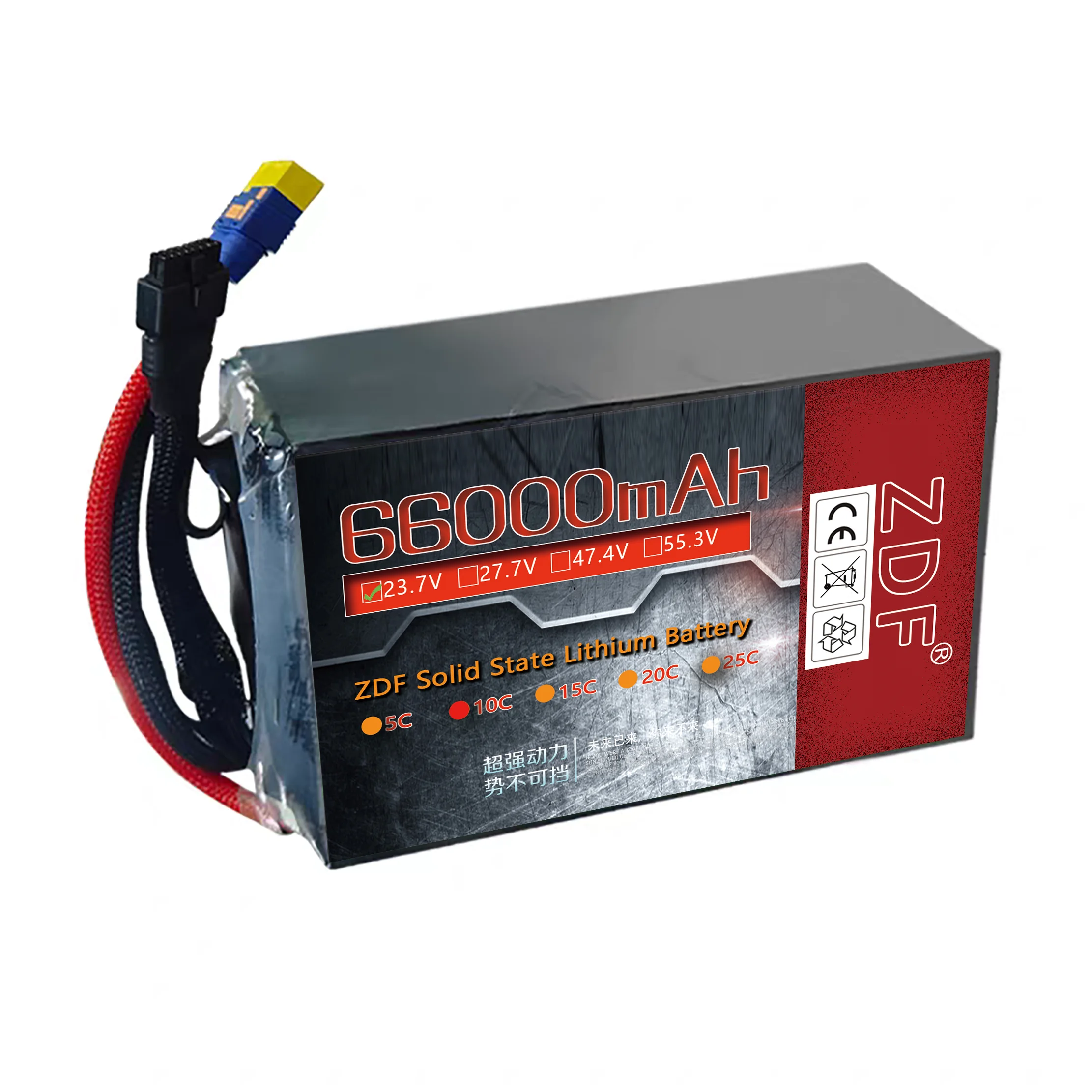 ZDF HV High density solid state RC drone lipo battery 66000mah 6S 7S 8S 12S 24S 23.7V 27.65v 31.6V 47.4V 55.3V  71.1V