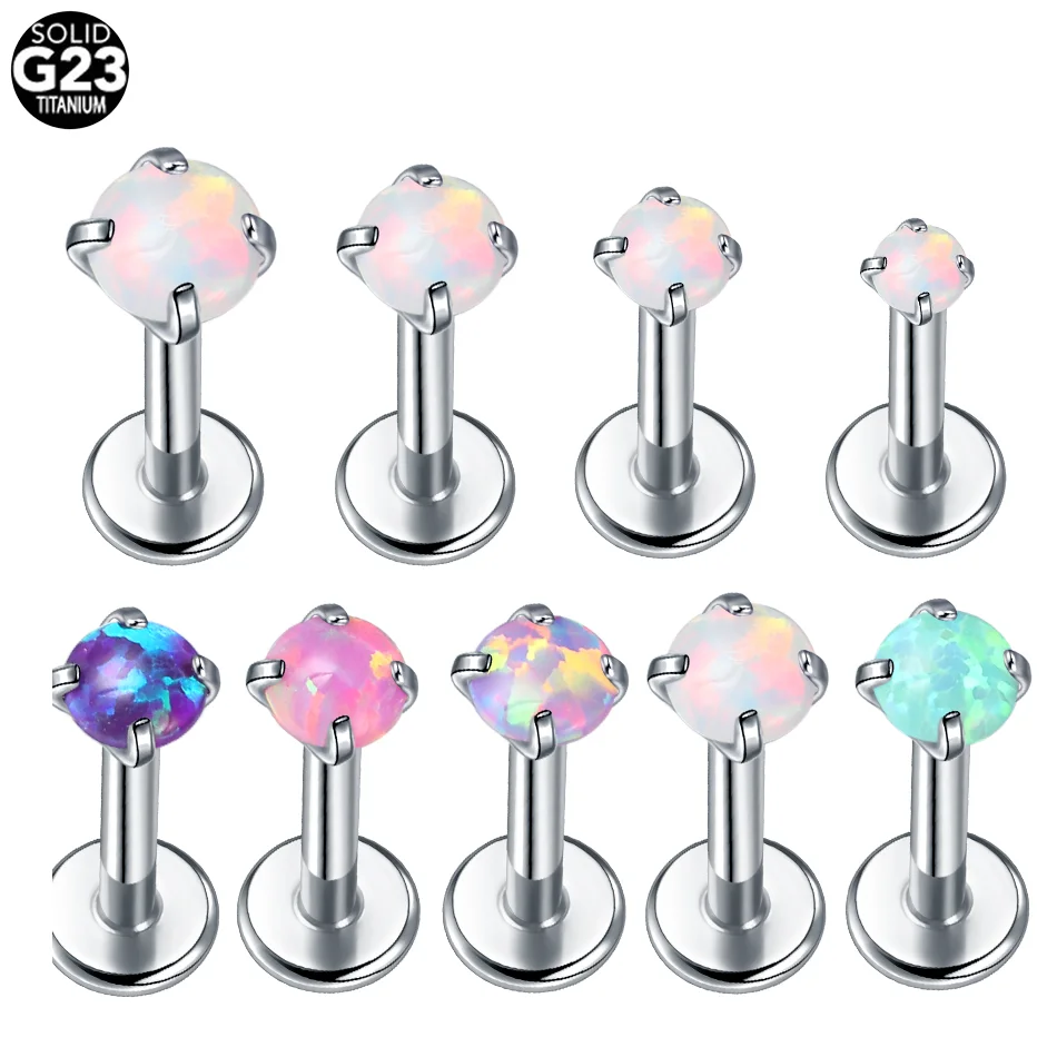 1pcs Titanium 2/2.5/3/4mm Opal Purple Labret Piercing for Women Flat Back Stud Earring Tragus Helix Piercings Body Jewelry