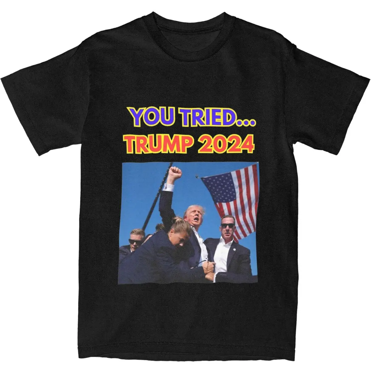 Haikyuu T-Shirt Trump Failed Assassination Attempt Pure Cotton T-Shirts Trending Tshirt for Men Summer Y2K Short Sleeve Top Tees