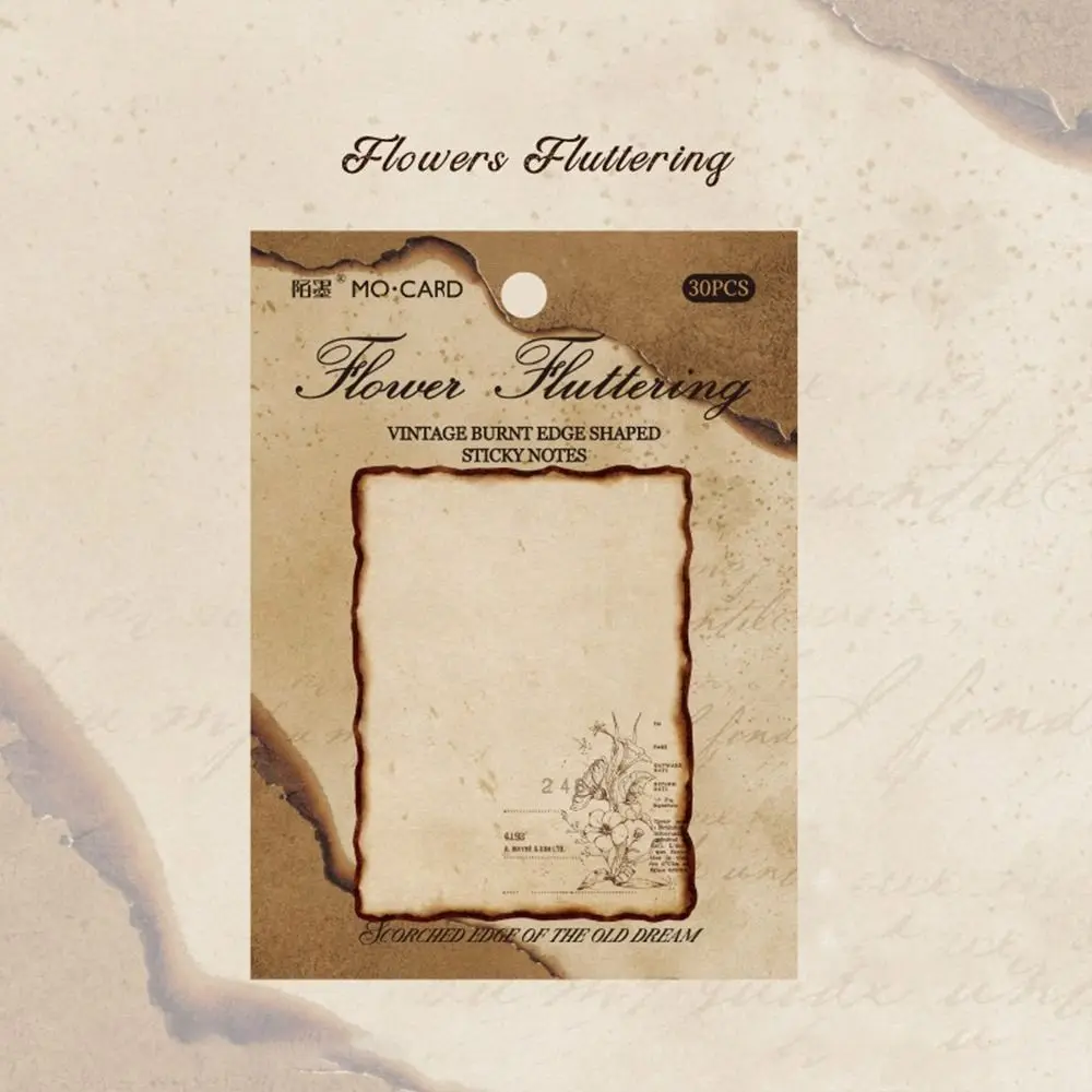 Fashion Vintage Burnt Series Sticky Notes Self-adhesive 60 Sheets To Do List Notepads Plant Pattern Tearable Note Pad Student