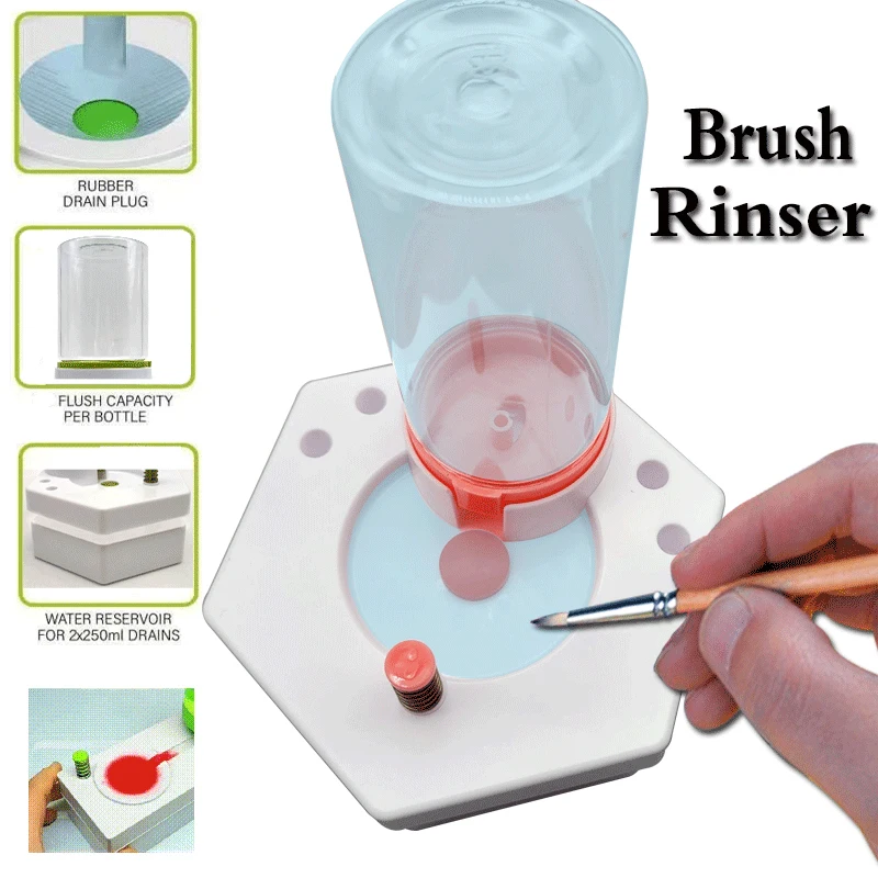 Running Water Cycle Paint Brush Rinser Machine, Multifunctional Water-Based Paint Cleaner Paint Pen Holder Art Painting Supplies