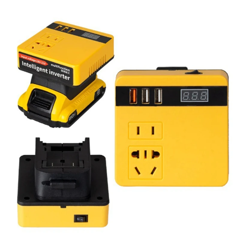 Multifunction Power Inverter DC 18V To 220V Inverter Adapter Power Supply Inverter For Dewalt 18V 20V Battery