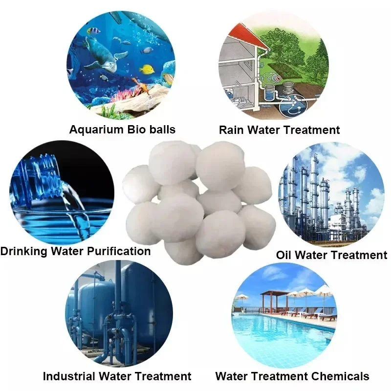 Factory Price Swimming Pool / Seasoning Pool Filter White Fiber Balls For Water Treatment