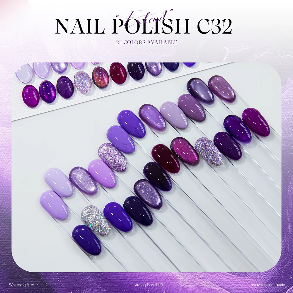 Vendeeni 24 Farben Lila Gel-Nagellack-Set mit Glitzer-Pailletten, UV-Härtender Gel-Lack, Magnetischer Katzenaugen-Gel mit Display – Detail 5