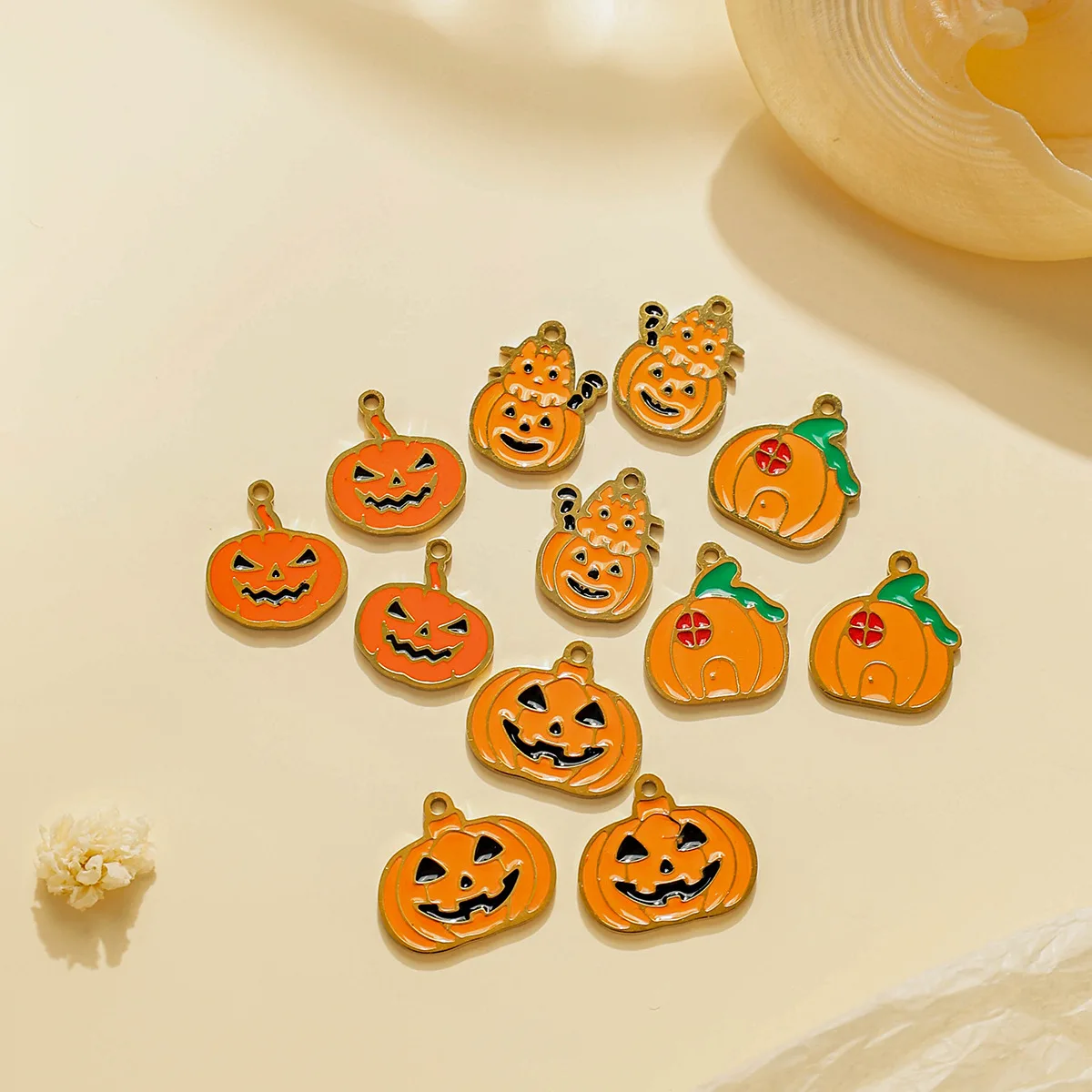 

5 шт., подвески ручной работы на Хэллоуин, подвески в виде тыквы, капающее масло, ожерелье из нержавеющей стали, серьги, браслет, подвески, изготовление ювелирных изделий