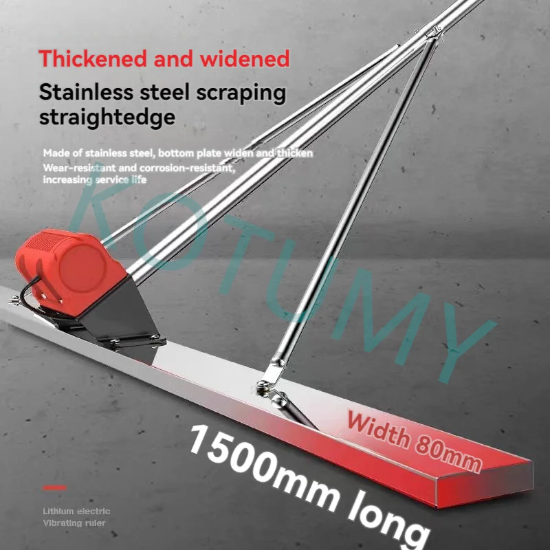 Dynamic Concrete Scraper Stainless Steel Widened and Thickened Grader Large Capacity Lithium 1.5M Vibration Leveling Ruler